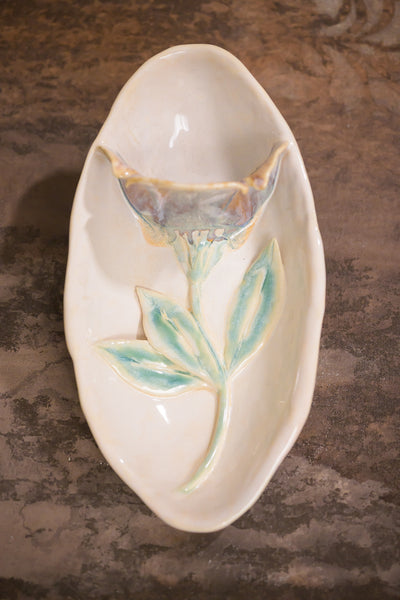 Flower Dip Oval Section Platter - Creamy [SOLD] $90.00