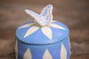 Blue & White Lidded Butterfly Jar [SOLD] $65.00