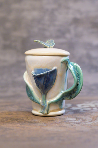 Lidded Botanical Mug