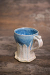 Blue Cream Carved Mug