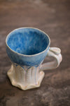 Blue Cream Carved Mug