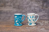 White + Turquoise Sgraffito Mug [SOLD] $55.00