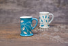 White + Turquoise Sgraffito Mug [SOLD] $55.00