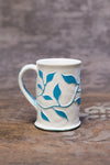 White + Turquoise Sgraffito Mug [SOLD] $55.00